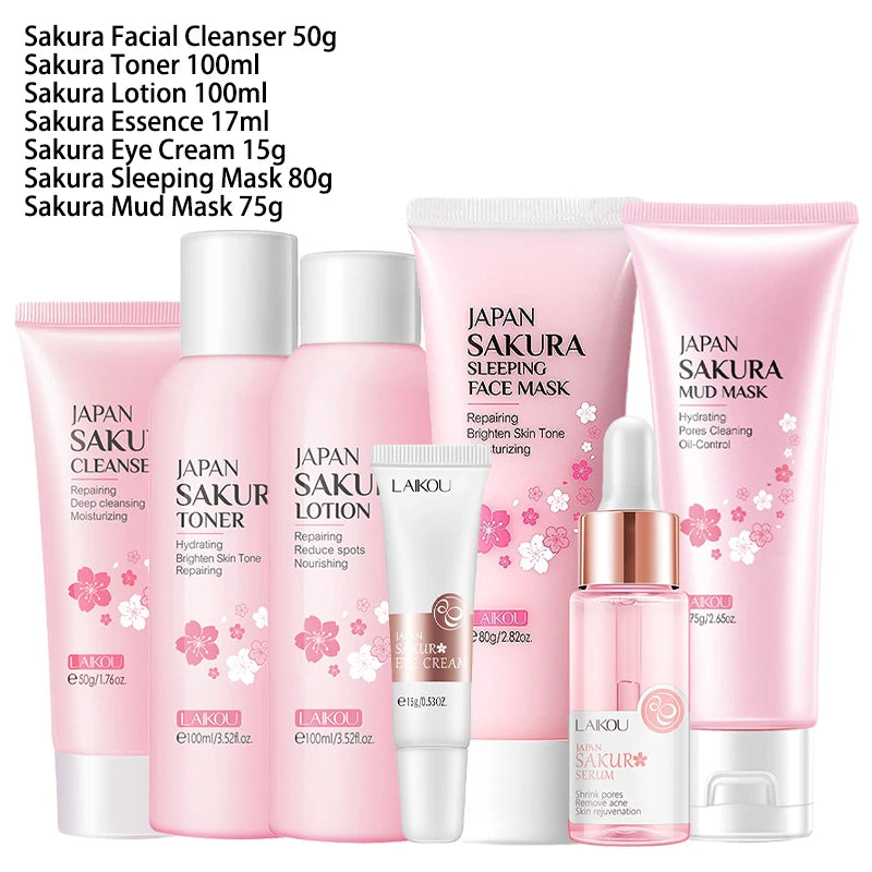 Sakura 9-in-1 Japanese Skincare Set – Deep Hydration & Brightening Kit